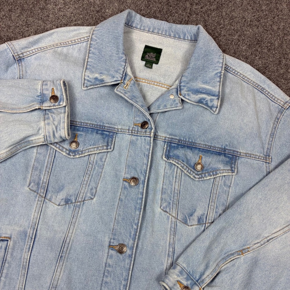 Wild Fable Light Wash Denim Trucker Jacket Oversized Blue Jean Coat Womens Large
